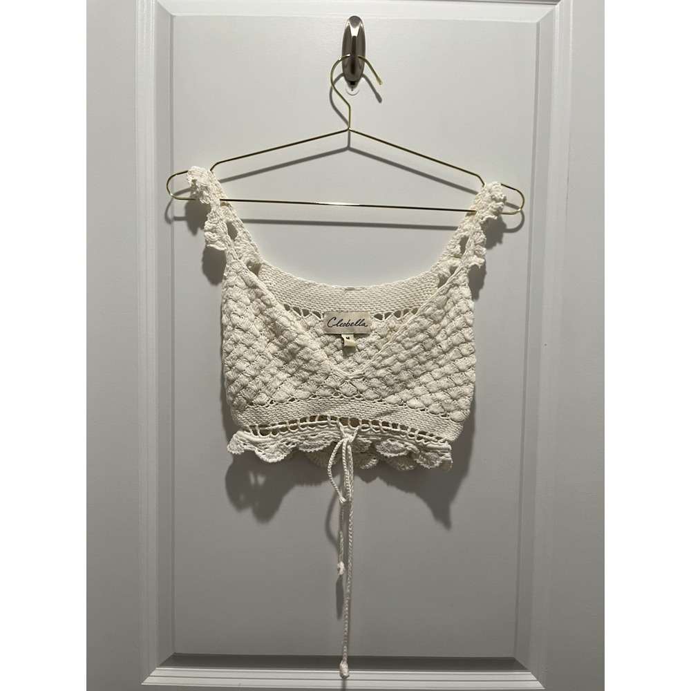 Cleobella Crochet Crop Top  M Boho Ruffle Festival